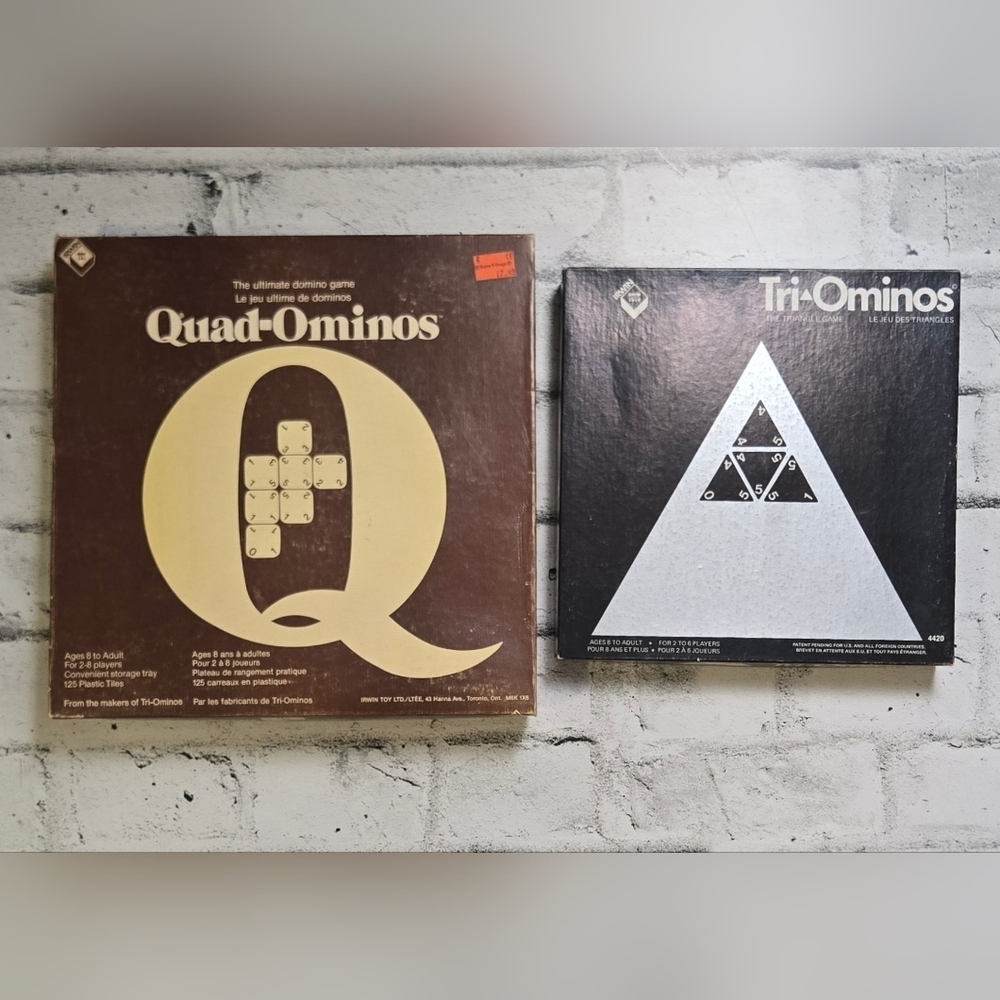 Vintage Quad-Ominos & Tri-Ominos Board Games Set Complete w Instructions